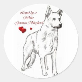 Adesivo Redondo Adorado Por Um German shepherd Branco