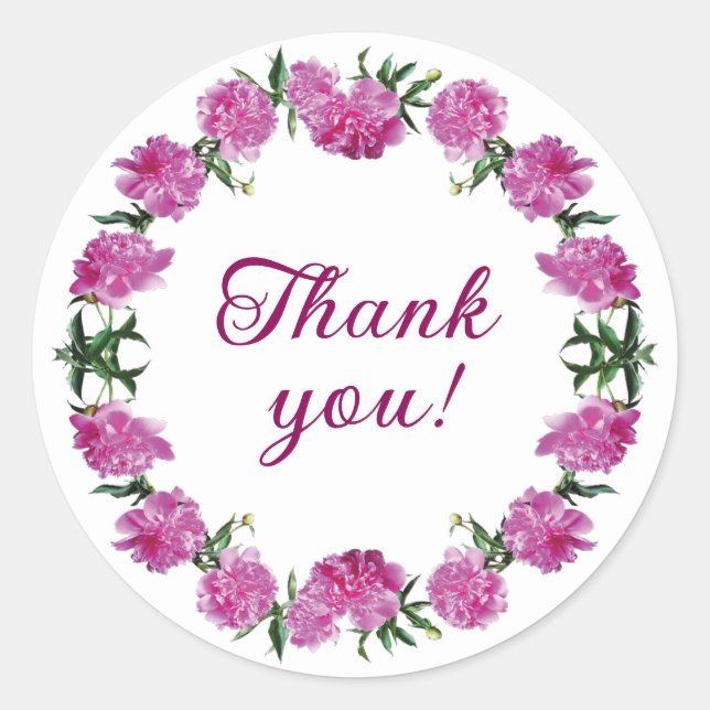 Adesivo Redondo Adoráveis Peonies. (Frente)