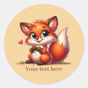 Adesivo Redondo Adorável amor animal raposa personalizável 