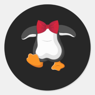 Adesivo Redondo Adorável Arco de Penguin Tuxedo Tie Halloween