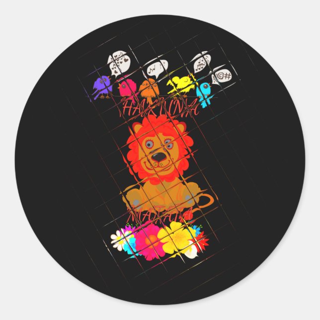 Adesivo Redondo Adorável Baby Lion Art Design Motif (Frente)