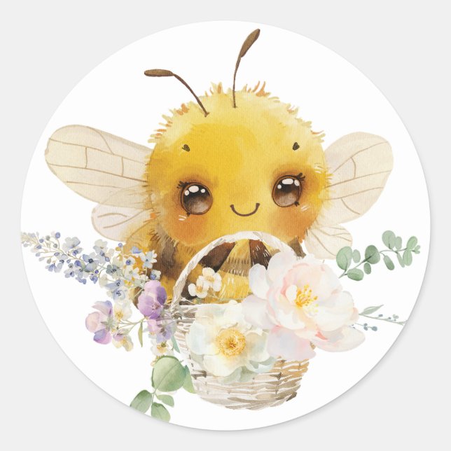 Adesivo Redondo Adorável Bee Stickers (Frente)