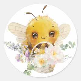 Adesivo Redondo Adorável Bee Stickers