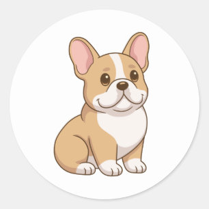 Adesivo Redondo Adorável cachorrinho de Bulldog Francês