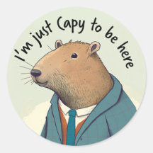 Adorável Capybara Tweed Suit Round Sticker