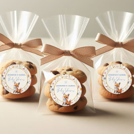 Adesivo Redondo Adorável Chácara de Raposa Azul Empoeirada Baby Sh