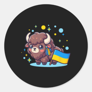 Adesivo Redondo Adorável Fã Ucraniano Bynner Bandeira da Ucrânia B