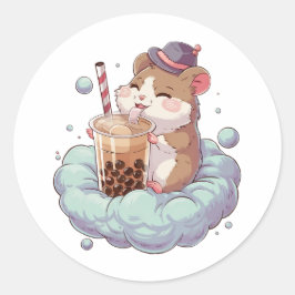 Adesivo Redondo Adorável Hamster de Cartoon: Cozy, Kawaii Vibes