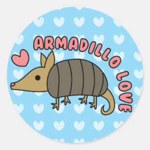 Adesivo Redondo Adorável Kawaii Armadillo Sticker