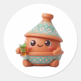Adesivo Redondo Adorável Kawaii Sticker de Tagine e Bule de Chá Ma
