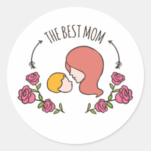 Adesivo Redondo Adorável O Melhor Dia de as mães Da Mãe Selo