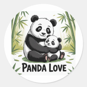 Adesivo Redondo Adorável Panda ama de volta à escola