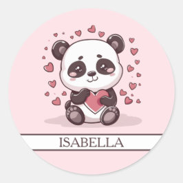 Adesivo Redondo Adorável Panda Love - Personalizado