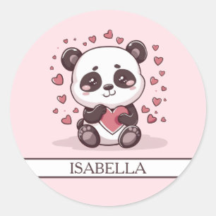 Adesivo Redondo Adorável Panda Love - Personalizado