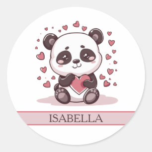 Adesivo Redondo Adorável Panda Love - Personalizado