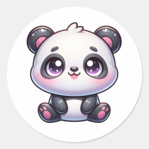 Adesivo Redondo Adorável Panda Pal kawaii