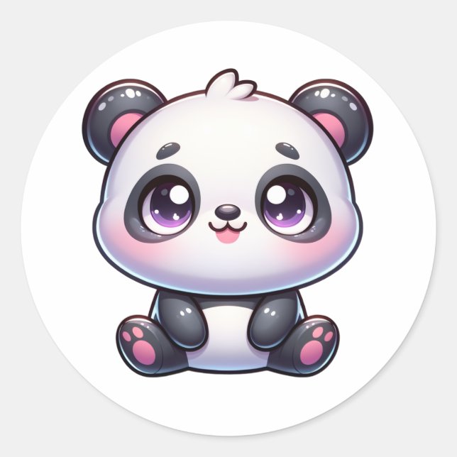 Adesivo Redondo Adorável Panda Pal kawaii (Frente)