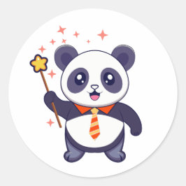 Adesivo Redondo adorável panda vestindo gravata amarela alaranjada