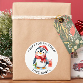 Adesivo Redondo Adorável Pinguim de Natal Festivo para e de