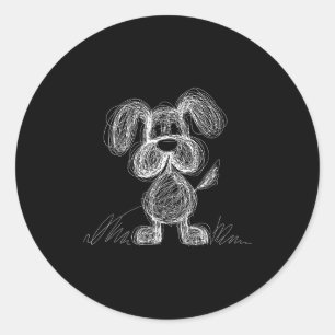 Adesivo Redondo Adorável rabisco cachorro doodle estilo cartoon