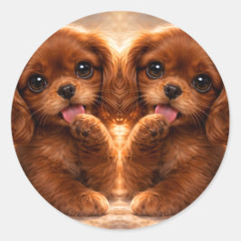 Adesivo Redondo Adorável Ruby Cavalier Spaniel
