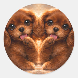 Adesivo Redondo Adorável Ruby Cavalier Spaniel