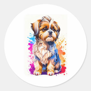Adesivo Redondo Adorável Shih Tzu