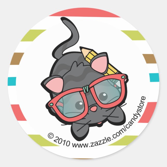 Adesivo Redondo Adorável Smarty Kitten (Frente)