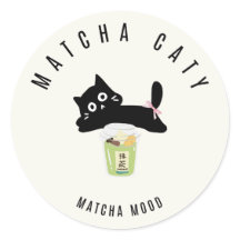 Adorável Sticker de Gato Preto Matcha | Matcha Cat