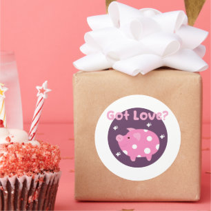 Adesivo Redondo Adorei Kawaii, um porco rosa fofo