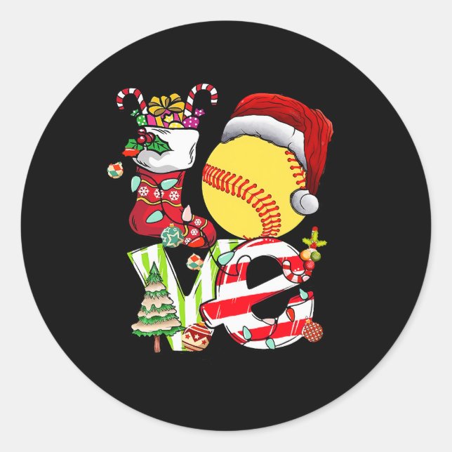 Adesivo Redondo Adorei o Softball Natal Santa Hat Garotas Adolesce (Frente)
