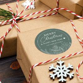 Adesivo Redondo Adornos de Inverno Feliz Natal Personalizado