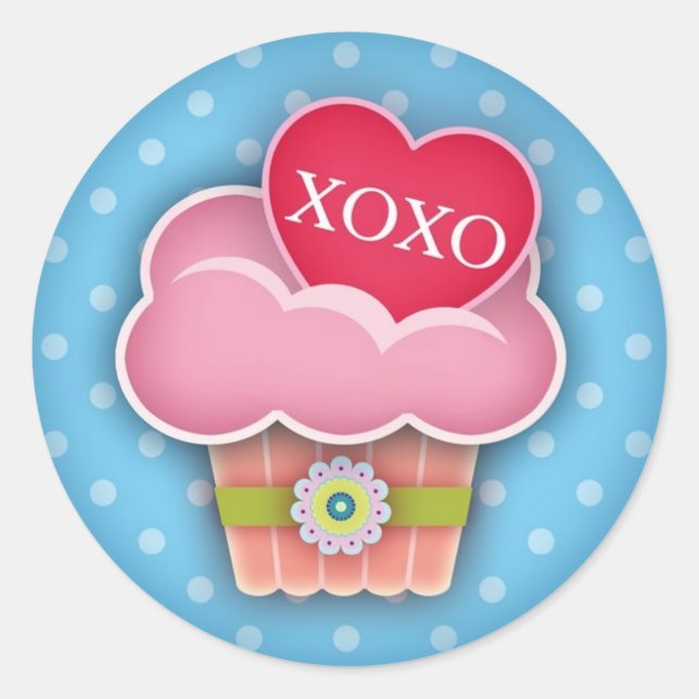 Adesivo Redondo Adoro Cupcakes XOXO Sticker (Frente)