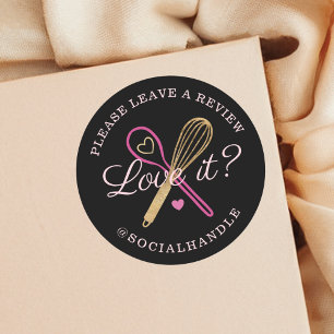 Adesivo Redondo Adoro? Deixar Um Whisk & Spoon De Papel De Revisã