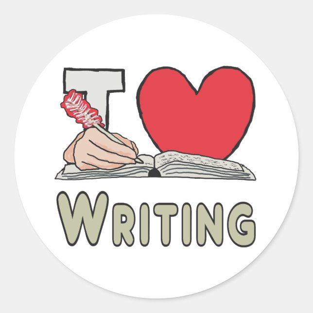 Adesivo Redondo Adoro Escrevendo (Frente)