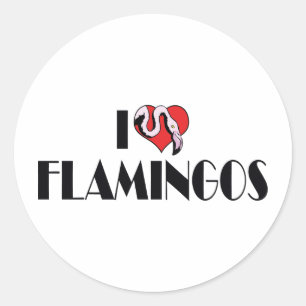 Adesivo Redondo Adoro Flamingos de Coração - Amantes Flamingos Ros