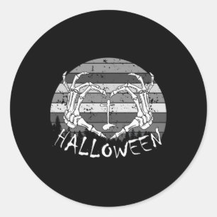 Adesivo Redondo Adoro Halloween Engraçado Mãos Ossas Caveiras Repe