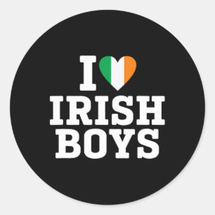 Adesivo Redondo Adoro Irish Boys Ireland Flag Heart St Patricks D