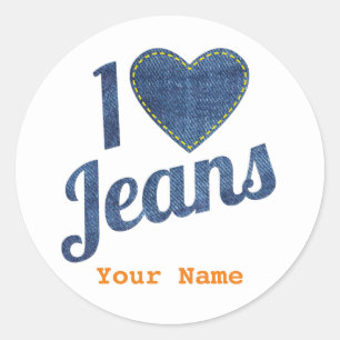 Adesivo Redondo Adoro Jeans vintage Fashion Design com Seam Hear
