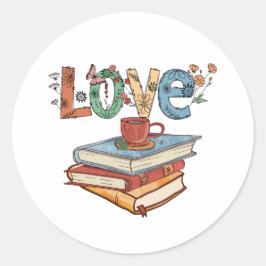 Adesivo Redondo Adoro ler livros Round Sticker