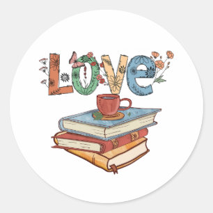 Adesivo Redondo Adoro ler livros Round Sticker