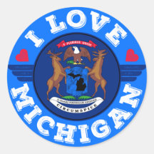 Adoro Mapa do Estado do Michigan e Bandeira