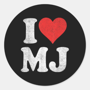 Adesivo Redondo Adoro Mj Vintage Fan Merch Red Heart Inicials Des