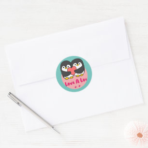 Adesivo Redondo Adoro muito pinguins bonitinhos Kawaii segurando c