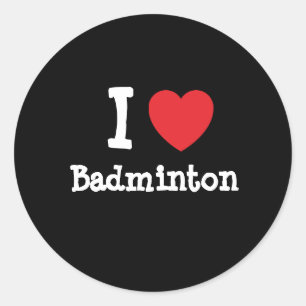 Adesivo Redondo Adoro o coração de Badminton personalizado