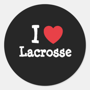 Adesivo Redondo Adoro o coração de Lacrosse personalizado