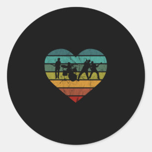 Adesivo Redondo Adoro o Coração Vintage da Banda Musical dos ano