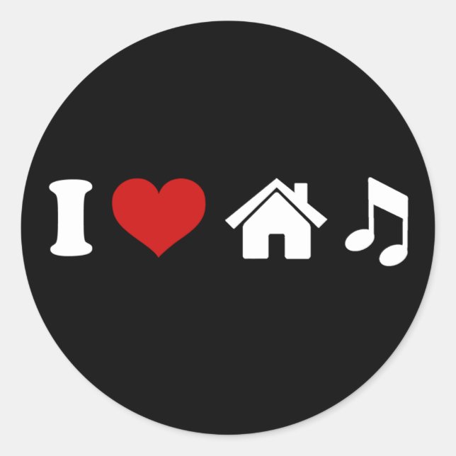 Adesivo Redondo Adoro o House Music Sticker (Frente)