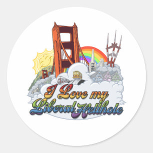 Adesivo Redondo Adoro o meu bastão do inferno liberal