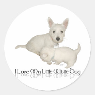 Adesivo Redondo Adoro O Meu Cachorro Branco - Os Cachorros Malucos